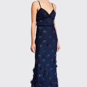 Marchesa Notte Embroidered Sleeveless Gown Lace
